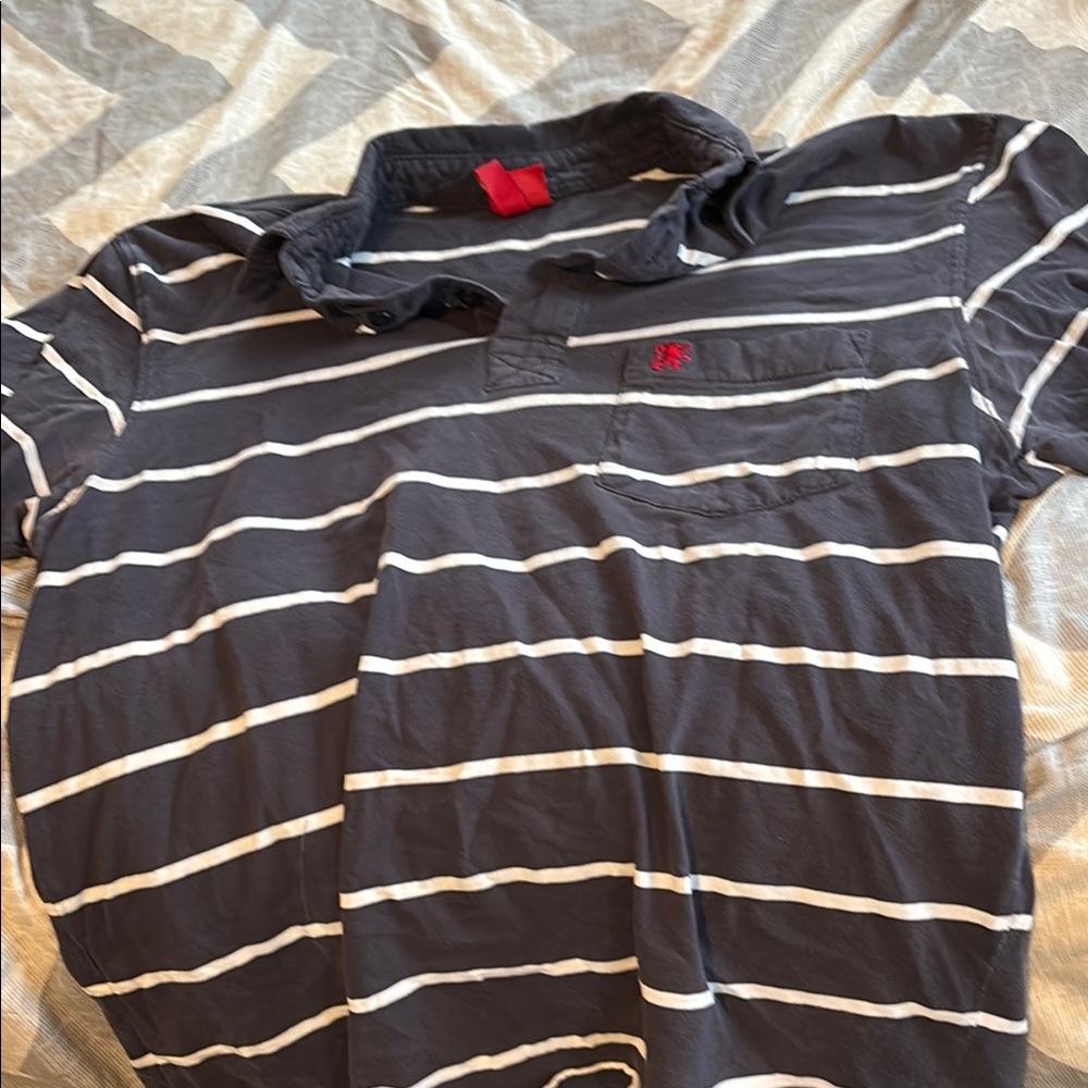 Men's Navy Striped Polo Shirt